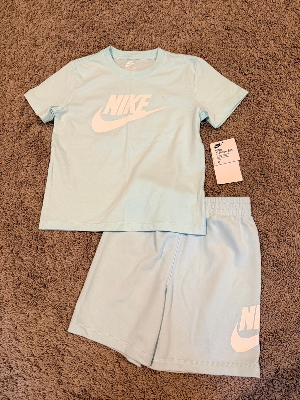 Nike Kids Light Blue Logo Tee & Shorts Set